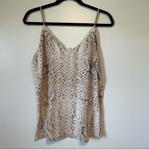 Lace trimmed snakeskin cami
